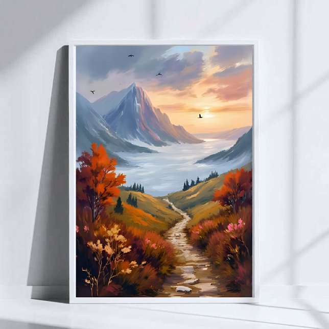 Poster Autumn Daydreams | Fall Mountain Landscape Painted (Criador carregado)