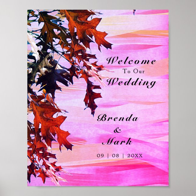 Poster Autumn Deixa Orange Pink Swirl Bote Bote Bem-vindo (Frente)