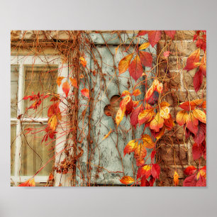 Poster Autumn Deixa Red Orange Country Janela Antiguidade