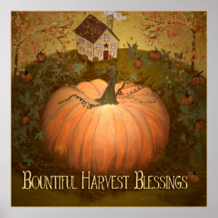 Póster Autumn Fall Harvets Halloween Arte Popular Primiti