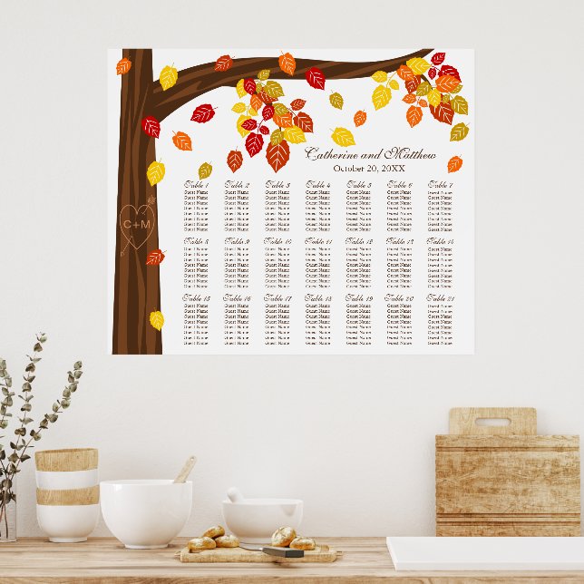 Póster Autumn Falling Deixa O Gráfico De Casamento (Cozinha)