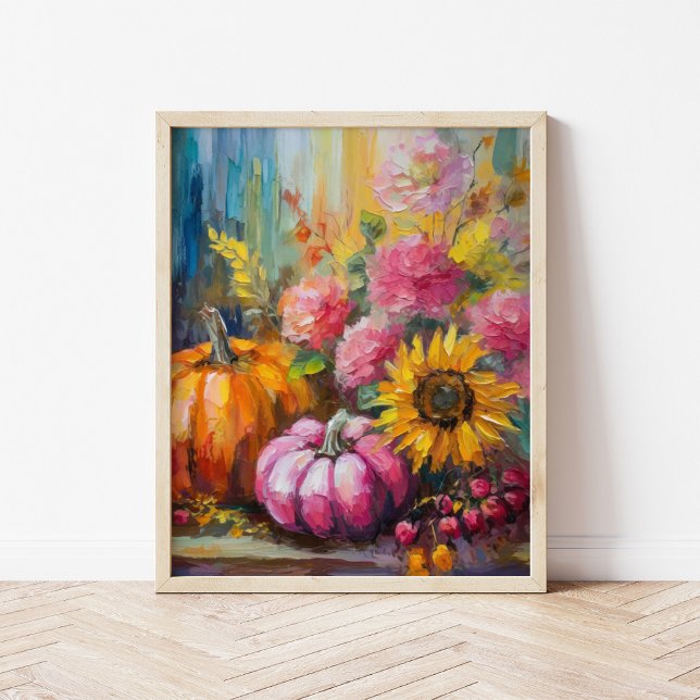 Poster Autumn Floral e Pumpkins (Criador carregado)