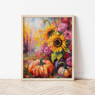 Poster Autumn Floral e Pumpkins