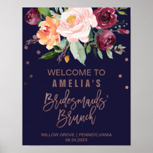 Póster Autumn Floral Rosa Dourado Bridesmaids Brunt Bem-v