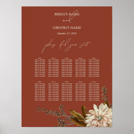 Poster Autumn Floral Terracotta Watercolor Seating Chart