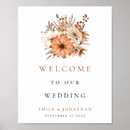 Poster Autumn Florals Bem-vindos ao Casamento