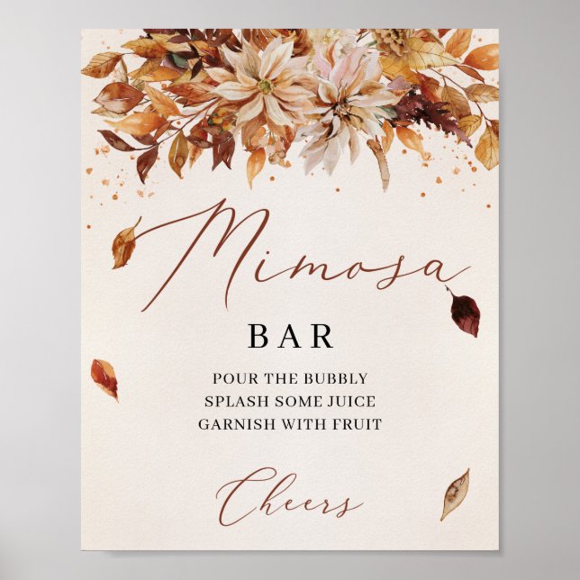 Poster Autumn FLowers Orange Marigold Mimosa Sinal de Bar (Frente)