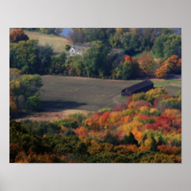Póster Autumn Foliage Fields Barn Nature Orton Art (Frente)