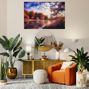 Poster Autumn Foliage New York Lake Photoics