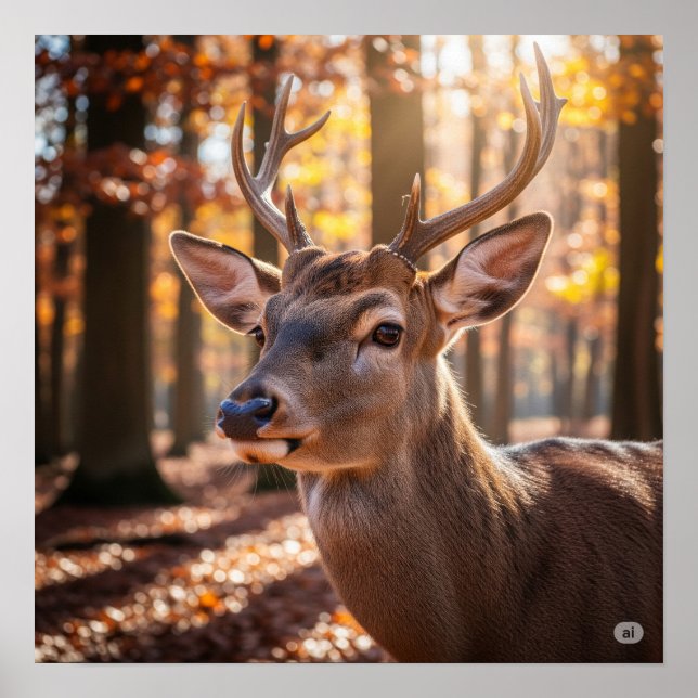 Poster Autumn Forest Deer (Frente)