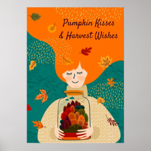Poster Autumn Girl com Tree em Jar, personalize