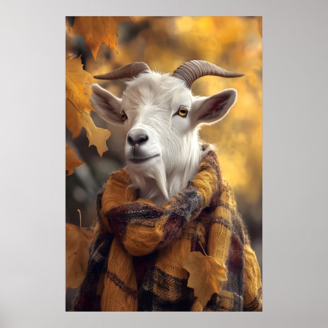 Poster Autumn Goat Art Print, Rustic Fall (Frente)