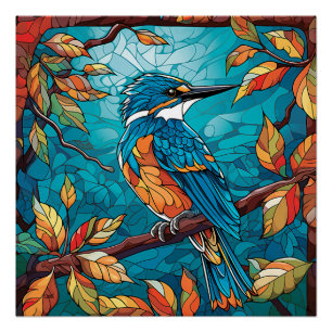 Póster Autumn Kingfisher Glossy Poster