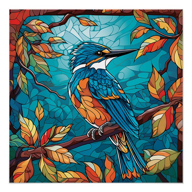 Póster Autumn Kingfisher Glossy Poster (Frente)