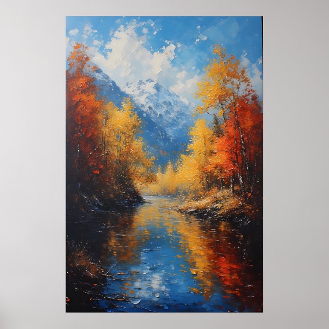 Poster Autumn Landscape River Mounties (Frente)