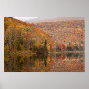 Poster Autumn landscape with lake, Vermont, USA 2