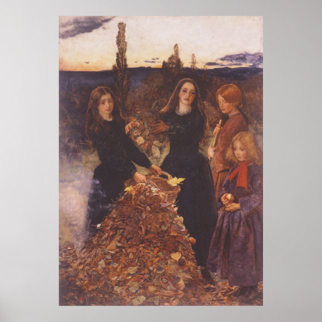 Poster Autumn Leaves por Millais (Frente)