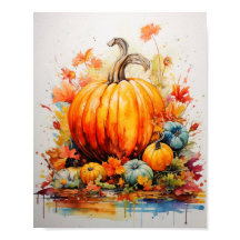 Autumn Magic: Pumpkins em Vivid Watercolor