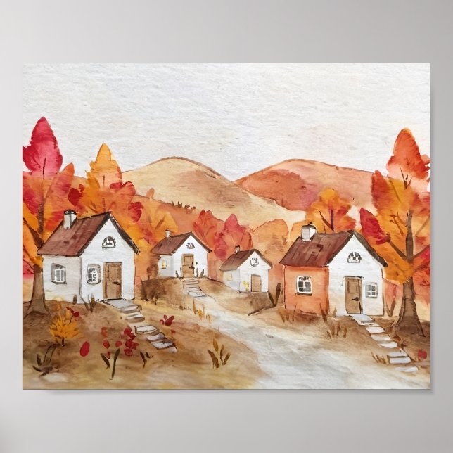 Poster Autumn na Virginia Watercolor (Frente)
