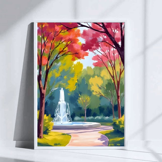 Poster Autumn Park Fall Foliage Watercolor (Criador carregado)
