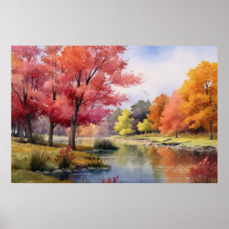 Poster Autumn Pond Tranquilo