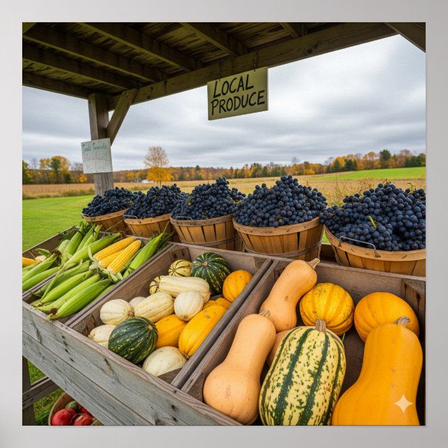 Poster Autumn Produce na Fazenda (Frente)