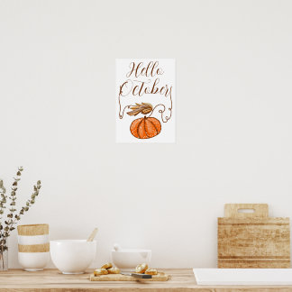 Poster Autumn Pumpkin Olá Outubro