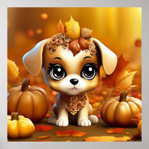 Poster Autumn Pumpkin Puppy