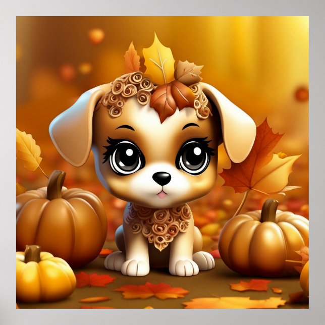 Poster Autumn Pumpkin Puppy (Frente)