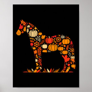 Poster Autumn Pumpkin Queda Horse Ação de Graças Mulheres