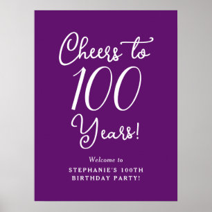 Poster Autumn Purple Cheers to 100 Anos Aniversário Bem-v