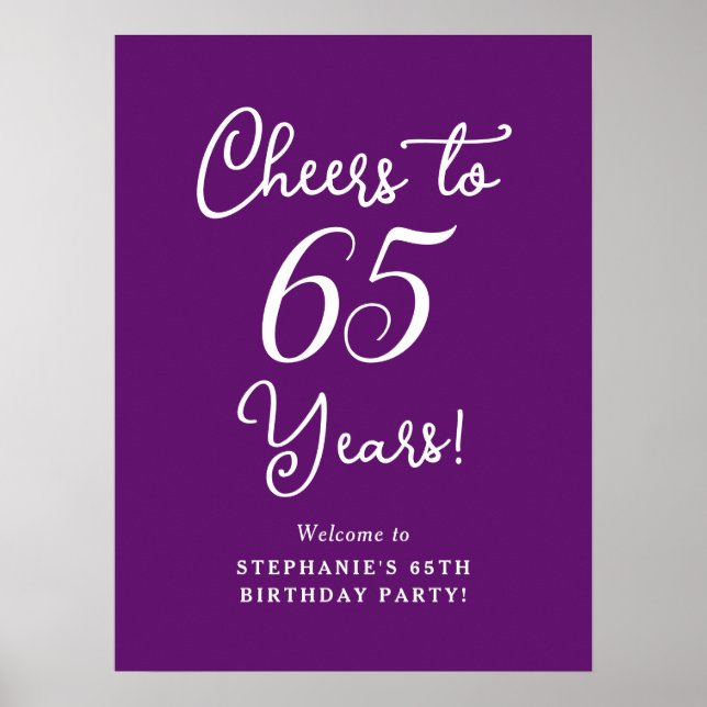 Poster Autumn Purple Cheers to 65 Anos 65 Anos Aniversári (Frente)