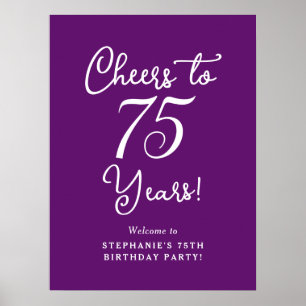 Poster Autumn Purple Cheers to 75 Anos Aniversário Sinal