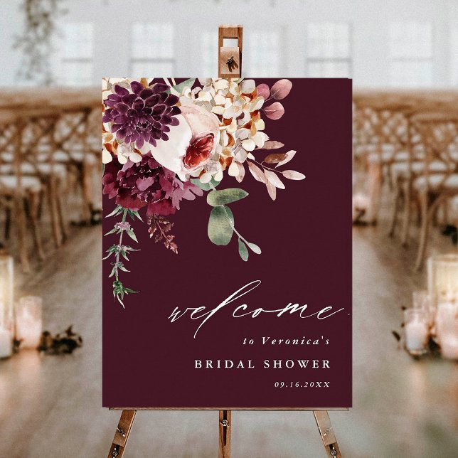 Poster Autumn Romance Burgundy - Sinal de Boas-vindas (Criador carregado)