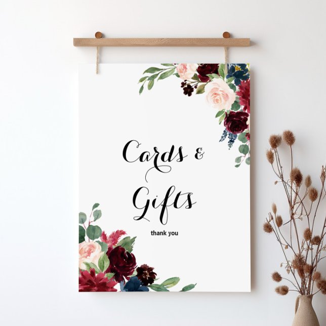 Poster Autumn Rustic Burgundy Cards and Gifts Sinal (Criador carregado)