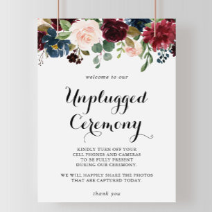 Poster Autumn Rustic Calligraphy Unplugged Ceremony Sign