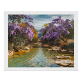 Póster Autumn Serenity com Blossomas Roxos Canvas Art