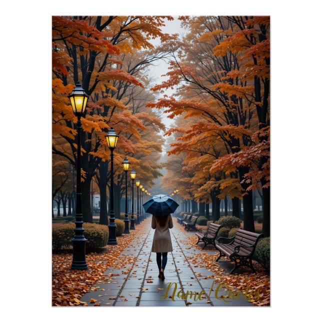 Póster Autumn Stroll – Path of Golden Leaves (Frente)