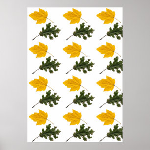 Poster Autumn Symmetry Leaf Pattern