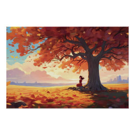 Póster Autumn Tree Prayer Girl