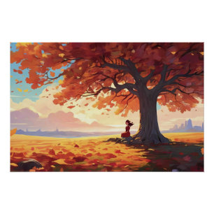 Póster Autumn Tree Prayer Girl