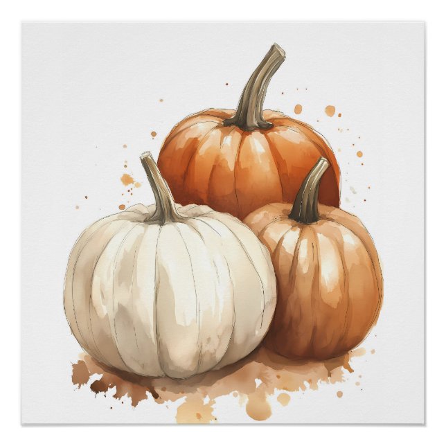 Póster Autumn Wall Art, Pumpkin Fall Decor (Frente)