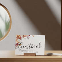 Autumn Watercolor Floral Weding Sinal Guestbook
