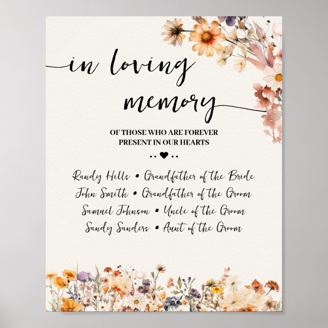 Poster Autumn Wildflower In Loving Memory Lembrance (Frente)