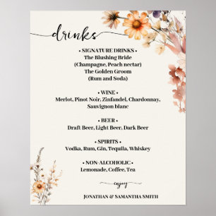 Poster Autumn Wildlows Sinal de Menu Bebidas Nuptivas