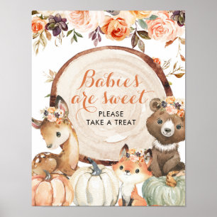 Poster Autumn Woodland Girl Babies são Chás de fraldas bo
