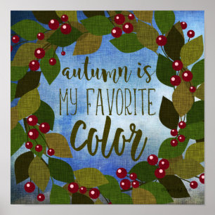 Poster Autumn Wreath com as Berries Vermelhas   Cor Favor