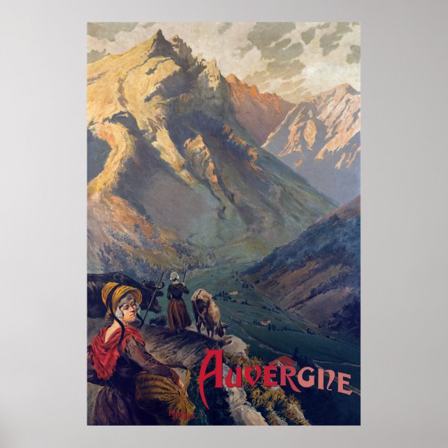 Poster Auvergne, Estrada de Montanha, França (Frente)
