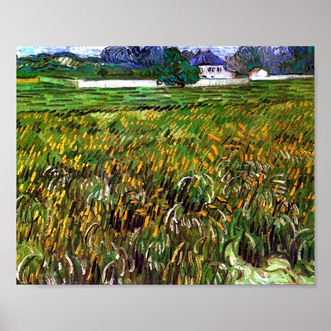 Póster Auvers de Campos de Trigo, Casa Branca Van Gogh, B (Frente)