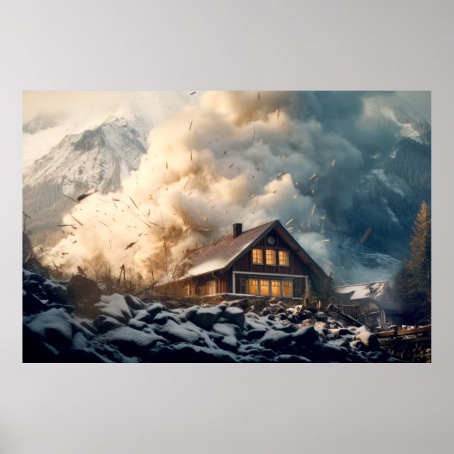 Poster Avalanche Nature Force Snow Power Earth Disaster (Frente)